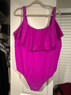 Ava & Viv Bright Magenta Ruffle One-Piece Swimsuit